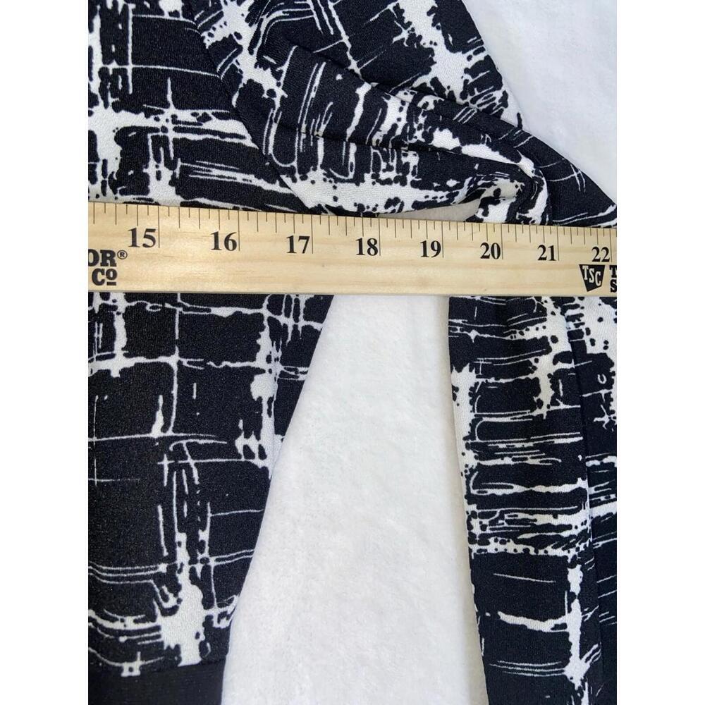 HOMEYEE Womens 10 Mini Dress A line Single Black Stretch 3/4 Sleeve EUC Abstract - Picture 3 of 7